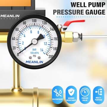 MEANLIN Well Pump Pressure Gauge 0-200Psi Accuracy