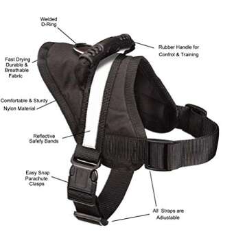Big Dog Harness - Soft Reflective No Pull Black Size L 26-36 inch