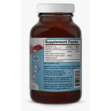 Perfect Supplements – Perfect Acerola Powder – 156 Grams – 100% Pure Acerola Cherry – All-Na...