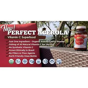 Perfect Supplements – Perfect Acerola Powder – 156 Grams – 100% Pure Acerola Cherry – All-Natural Vitamin C Superfood – Immune System Support