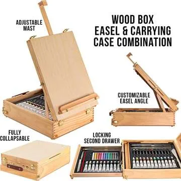 Premium Painting Set with Wood Box Easel for Artists