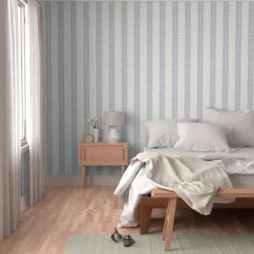 Peel & Stick Wallpaper 3ft x 2ft - Blue Stripes Decorated Rococo Baroque Granny Chic French Country Cottagecore Italianate Large Scale Custom Removable Wallpaper by Spoonflower