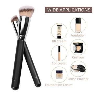 Kugge Under Eye Concealer Brush & Foundation Brush for Liquid Makeup, 2PCS Dense Synthetic Angled Kabuki Blending Makeup Brush, for Liquid, Cream and Setting Powder