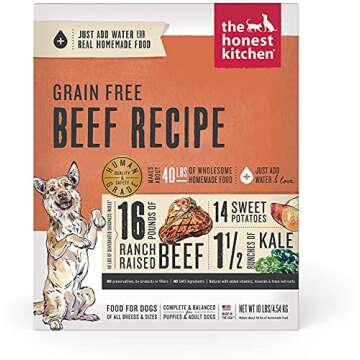 The Honest Kitchen Human Grade Dehydrated Grain Free Dog Food, Beef 10lb with 100ct Pet Wipes