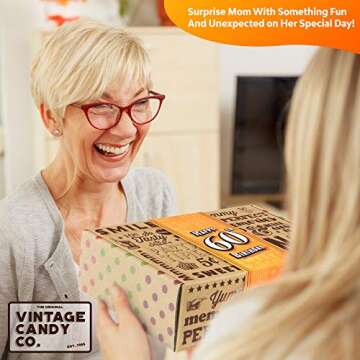 Vintage Candy Co. 60th Birthday Retro Candy Gift Basket - 1965 Party Assortment - Nostalgic Candy and Sweet Snacks Care Package Gift for Men and Women Turning 60 Years Old