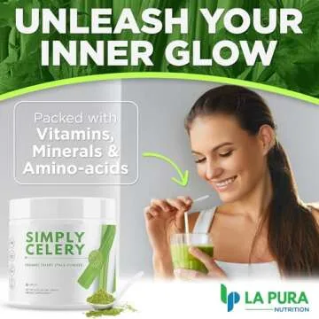LaPura Organic Celery Powder Detox Cleanse - Fresh Celery Juice Powder to Support Gut Health & Naturally Detox - Cleanse & Detoxify, Antioxidant Just Celery Organic 30 Servings, 6.35 Ounce