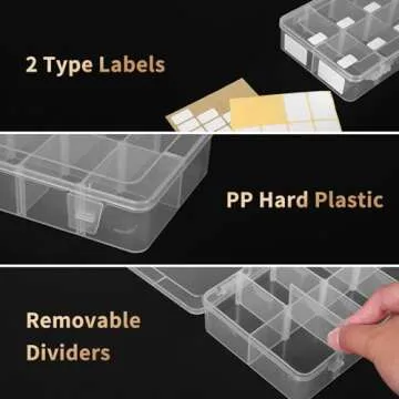 QUEFE 1 Pack 8 Grids Bead Organizers and Storage, Plastic Organizer Box with Removable Dividers for Candies Snacks Electronics Jewelry Small Parts