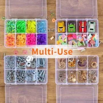 QUEFE 1 Pack 8 Grids Bead Organizers and Storage, Plastic Organizer Box with Removable Dividers for Candies Snacks Electronics Jewelry Small Parts
