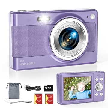 Upgrade Digital Camera for Kids, 56MP FHD 1080P with 16x Zoom