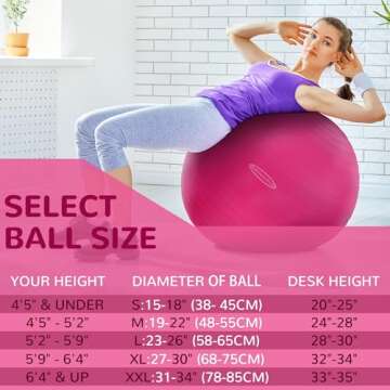 Fitvids Anti-Burst and Slip Resistant Exercise Ball Yoga Ball Fitness Ball Birthing Ball with Quick ...