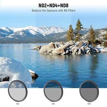 NEEWER 55mm ND Filter Kit and Lens Accessories, ND2 ND4 ND8 UV FLD CPL(Circular Polarizing) Filter S...