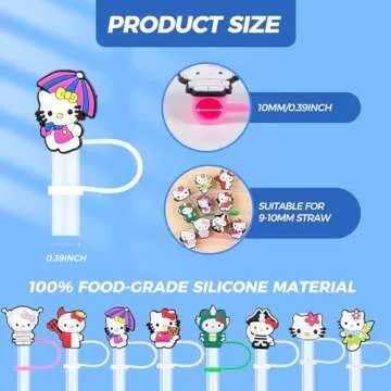 10Pcs 9-10mm Cartoon Stanley Straw Covers, Reusable Straw Covers for Stanley 30/40oz Cup, WaterProof...
