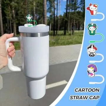 10Pcs 9-10mm Cartoon Stanley Straw Covers, Reusable Straw Covers for Stanley 30/40oz Cup, WaterProof Straw Toppers Stanley Cup Accessories