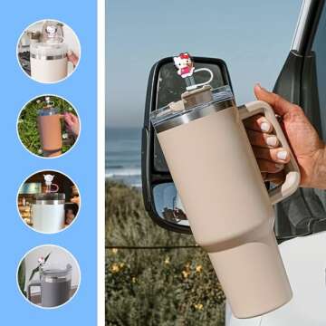 10Pcs 9-10mm Cartoon Stanley Straw Covers, Reusable Straw Covers for Stanley 30/40oz Cup, WaterProof Straw Toppers Stanley Cup Accessories