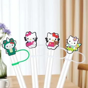 10Pcs 9-10mm Cartoon Stanley Straw Covers, Reusable Straw Covers for Stanley 30/40oz Cup, WaterProof Straw Toppers Stanley Cup Accessories