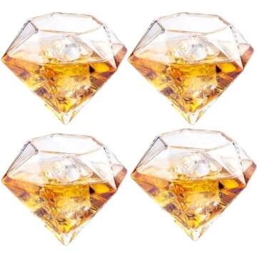 The Wine Savant Diamond Whiskey & Wine Decanter Set - 750ml With 4 Diamond Glasses and Beautiful Mah...