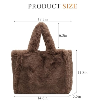 Extolove Fluffy Tote Bag for Women - Faux Fur Large Handbag