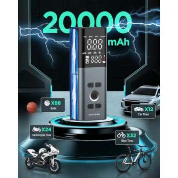 Portable Tire Inflator with 20000mAh Battery and LED Display