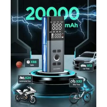 Portable Tire Inflator with 20000mAh Battery and LED Display