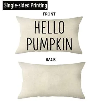 Ogiselestyle Hello Pumpkin Lumbar Throw Pillow Cover 12 x 20 Inch Autumn Thanksgiving Farmhouse Harvest Cushion Case Decoration for Sofa Couch