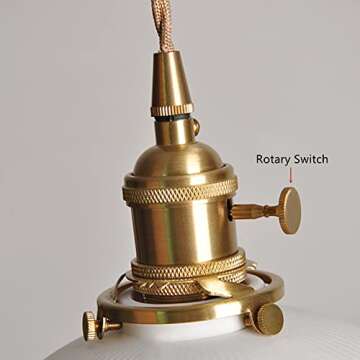 Nordic Pendant Light OTTOSON Modern Ribbed Pendant Single Bulb Ceramics Ceiling Hang Light in White and Brass for Kitchen Island Living Dining Room, B (66598-B)