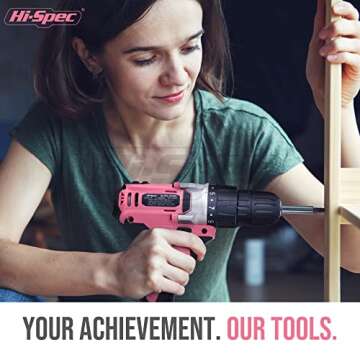 Hi-Spec 58pc 18V Cordless Power Drill Driver, Bit Set & Case. Complete Pink Drill and Drill Bit Set for Home & Garage DIY