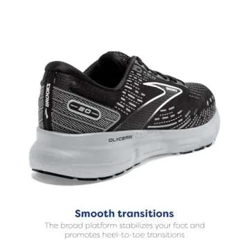 Brooks Women's Glycerin 20 Neutral Running Shoe - Black/White/Alloy - 11 Wide