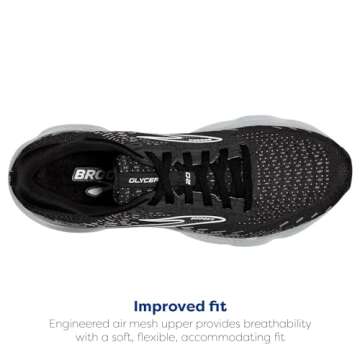 Brooks Women's Glycerin 20 Neutral Running Shoe - Black/White/Alloy - 11 Wide