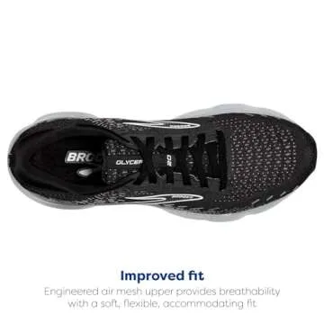 Brooks Women's Glycerin 20 Neutral Running Shoe - Black/White/Alloy - 11 Wide