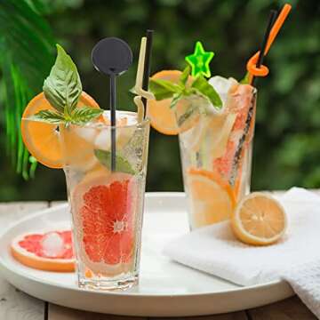 Tofficu 100 Pcs 7" Black Plastic Drink Stirrers,Plastic Swizzle Sticks, Cocktail Sticks Disposable Swizzle Sticks for Cocktails, Coffee, and Beverages - Perfect for Bars, Parties, and Weddings