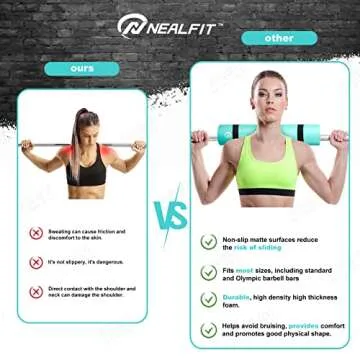 NEALFIT Barbell Pad Squat Pad for Squats—Squat Bar Pad—Great for Weightlifting,Lunges and Hip Thrusts—Foam Sponge Pad—Fit Standard and Olympic Bars Perfectly (Mint Green)