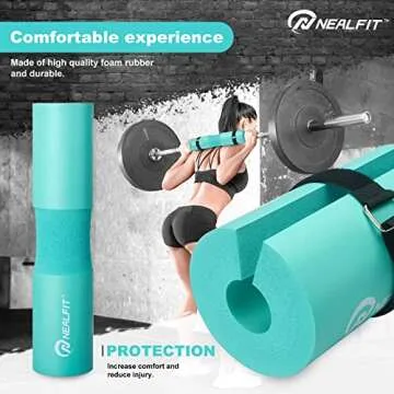NEALFIT Barbell Pad Squat Pad for Squats—Squat Bar Pad—Great for Weightlifting,Lunges and Hip Thrusts—Foam Sponge Pad—Fit Standard and Olympic Bars Perfectly (Mint Green)