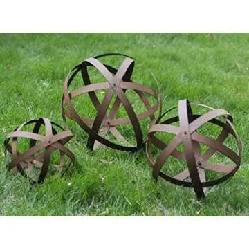 BSTGIFTS Metal Garden Spheres, Metal Band Decorative Spheres, Metal Folding Orb Garden Ball, Sets of...