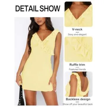 Elegant MIYIEONZ Sexy Ruffles V Neck Dress for Women