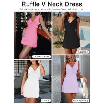 Elegant MIYIEONZ Sexy Ruffles V Neck Dress for Women