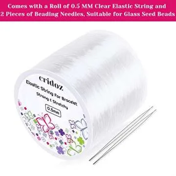 Stretchy String for Bracelets, Cridoz 0.5mm Clear Elastic String Stretch Cord Bracelet String with 2...