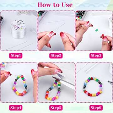 Stretchy String for Bracelets, Cridoz 0.5mm Clear Elastic String Stretch Cord Bracelet String with 2 Pcs Beading Needles for Seed Beads, Pony Beads, Bracelets and Jewelry Making