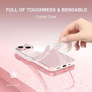 KSWOUS Sparkly Glitter Case for iPhone 13 6.1 Inch with Screen Protector[2 Pack] + Camera Lens Protector[2 Pack], Soft Protective Clear Cases for Women Girls Cute Shockproof Bling Phone Cover