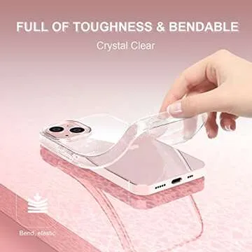 KSWOUS Sparkly Glitter Case for iPhone 13 6.1 Inch with Screen Protector[2 Pack] + Camera Lens Protector[2 Pack], Soft Protective Clear Cases for Women Girls Cute Shockproof Bling Phone Cover