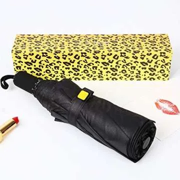 Kobold Silica Gel Handle Leopard Pattern Double Layers Canopy Parasol Umbrella Windproof Travel Compact UV Protection Umbrellas Lightweight