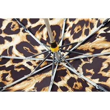 Kobold Silica Gel Handle Leopard Pattern Double Layers Canopy Parasol Umbrella Windproof Travel Compact UV Protection Umbrellas Lightweight