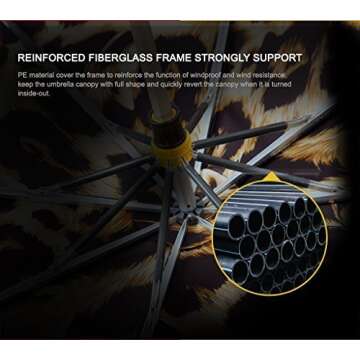 Kobold Silica Gel Handle Leopard Pattern Double Layers Canopy Parasol Umbrella Windproof Travel Compact UV Protection Umbrellas Lightweight