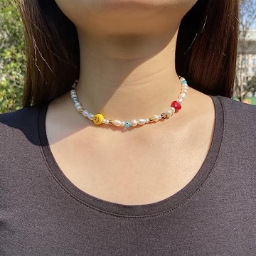 Chic Miss Pink Beaded Necklace - Handmade Pearl Choker