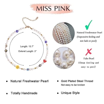 Chic Miss Pink Beaded Necklace - Handmade Pearl Choker