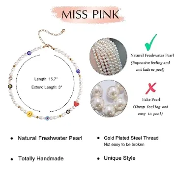 Chic Miss Pink Beaded Necklace - Handmade Pearl Choker