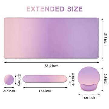 iCasso Desk Mat, Gaming Mouse Pad Wrist Support Set,4in1 XXL Large Mousepad + Keyboard Wrist Rest+Mo...