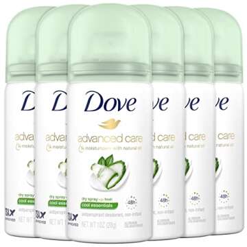 Dove Antiperspirant Deodorant Dry Spray, Go Fresh Cool Essentials Travel Size, 1 Ounce (Pack of 6)