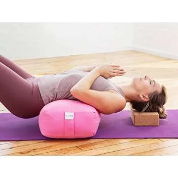 Sol Living Yoga Bolster Pillow for Restorative Yoga Meditation Bolster 100% Cotton Rectangular Meditation Cushion Firm Yoga Cushion Bolster Washable Cover Body Pillow for Balance Support Asana Poses