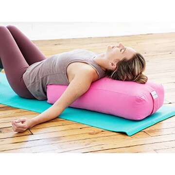 Sol Living Yoga Bolster Pillow for Restorative Yoga Meditation Bolster 100% Cotton Rectangular Meditation Cushion Firm Yoga Cushion Bolster Washable Cover Body Pillow for Balance Support Asana Poses