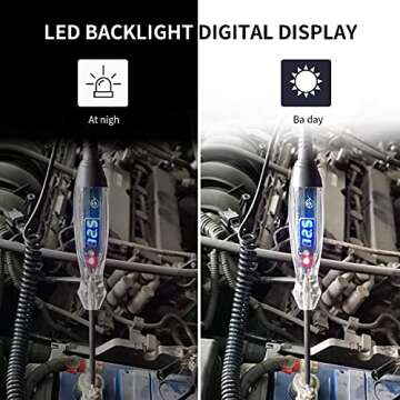 AWBLIN Automotive Test Light 3-60V DC Digital LED Ciruit Tester Auto Bidirectional Voltage Tester with Voltmeter and 220pcs Fuse Assortment Kit Assorted Replacement Blade Fuses Standard & Mini